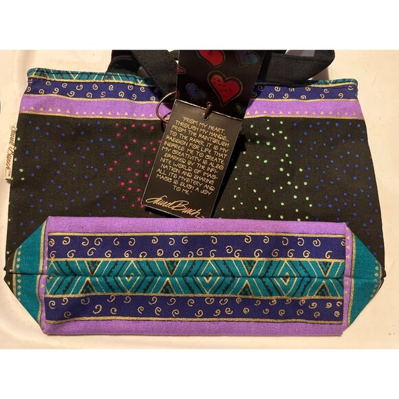 Laurel Burch Dog & Puppies Design Sm. Tote Bag w/ Vibrant Colors & Black Handles - Picture 4 of 6